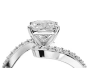 Cushion Cut Bypass Pavé Solitaire Engagement Ring Setting | Swirl Band | Platinum