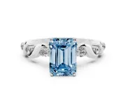 Emerald Cut Twisted Engagement Ring Setting for a Fancy Blue Lab-Grown Diamond | Platinum