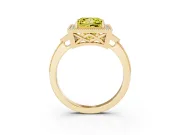 Fancy Yellow Princess Cut Diamond Halo Engagement Ring Set in Yellow gold with Milgrain Pavé Band