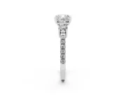 Three-Stone Cushion Cut Diamond Pavé Band Ring Set in Platinum with Prong Setting
