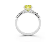 Cushion Cut Graduated Accent Engagement Ring Setting for a Fancy Yellow Lab-Grown Diamond | Platinum