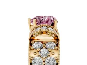 Heart-Shaped Vintage Pave Engagement Ring Setting for a Fancy Pink Lab-Grown Diamond | Milgrain Edges | Yellow Gold