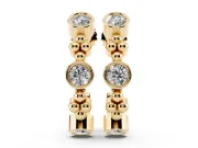 Round Lab-Grown Diamond Bezel Hoop Earrings | Metal Bead Clusters | Yellow Gold