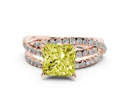 Princess Cut Twisted Pavé Engagement Ring Setting for a Fancy Yellow Lab-Grown Diamond | Rose Gold