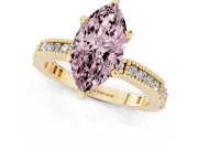 Marquise Vintage Pavé Engagement Ring Setting for a Fancy Pink Lab-Grown Diamond | Yellow Gold