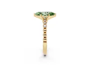Marquise Beaded Solitaire Engagement Ring Setting for a Fancy Green Lab-Grown Diamond | Yellow Gold