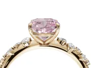 Cushion Cut Graduated Solitaire Engagement Ring Setting for a Fancy Pink Lab-Grown Diamond | Yellow Gold