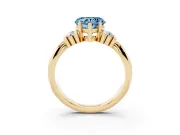 Heart-Shaped Bar-Set Engagement Ring Setting for a Fancy Blue Lab-Grown Diamond | Yellow Gold