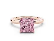 Princess Cut Engagement Ring Setting for a Fancy Pink Lab-Grown Diamond | Hidden Halo | Rose Gold