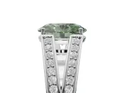 Oval Split Shank Pavé Engagement Ring Setting for a Fancy Green Lab-Grown Diamond | Platinum