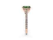 Emerald Cut Hidden Halo Pave Engagement Ring Setting for a Fancy Green Lab-Grown Diamond | Claw Prongs | Rose Gold