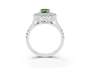 Emerald Cut Halo Split Shank Engagement Ring Setting for a Fancy Green Lab-Grown Diamond | Pavé Strands | White Gold