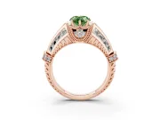 Pear-Shaped Vintage Milgrain Engagement Ring Setting for a Fancy Green Lab-Grown Diamond | Hidden Halo | Rose Gold