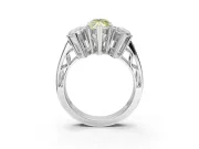 Marquise Three Stone Engagement Ring Setting for a Fancy Yellow Lab-Grown Diamond | Beaded Shoulders | Sterling Silver