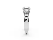 Asscher Cut Three Stone Engagement Ring Setting | Wide Plain Band | White Gold