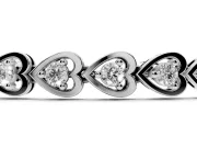 Round Lab-Grown Diamond Heart Link Tennis Bracelet | Alternating Hearts | Sterling Silver