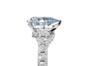 Pear-Shaped Pavé Solitaire Engagement Ring Setting for a Fancy Blue Lab-Grown Diamond | Crossover Gallery | White Gold