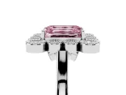 Emerald Cut Milgrain Cluster Halo Engagement Ring Setting for a Fancy Pink Lab-Grown Diamond | Plain Band | Platinum