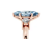 Marquise Three Stone Engagement Ring Setting for a Fancy Blue Lab-Grown Diamond | Round Side Stones | Rose Gold