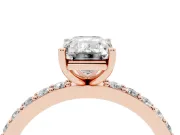 Emerald Cut Pavé Solitaire Engagement Ring Setting | Single Row Band | Rose Gold