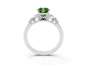 Fancy Green Cushion Cut Diamond Cluster Leaf Design Ring Set in Platinum with Prong Setting