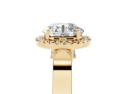 Round Halo Engagement Ring Setting | Pavé Panel Shoulders | Yellow Gold