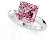 Asscher Cut Solitaire Engagement Ring Setting for a Fancy Pink Lab-Grown Diamond | Flat Tab Prongs | Platinum