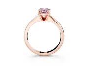 Fancy Pink Oval Cut Diamond Solitaire Ring Set in Rose gold with Prong Setting on a Plain Round Band