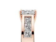 Asscher Cut Channel-Set Engagement Ring Setting | Princess Side Stones | Rose Gold