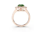 Round Scalloped Cluster Halo Engagement Ring Setting for a Fancy Green Lab-Grown Diamond | Plain Band | Rose Gold