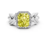 Radiant Cut Floral Halo Engagement Ring Setting for a Fancy Yellow Lab-Grown Diamond | Platinum