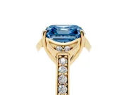 Asscher Cut Floral Pavé Engagement Ring Setting for a Fancy Blue Lab-Grown Diamond | Yellow Gold