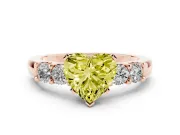 Heart-Shaped Five Stone Engagement Ring Setting for a Fancy Yellow Lab-Grown Diamond | Rose Gold