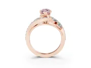 Fancy Pink Marquise Cut Diamond Halo Ring Set in Rose gold with Marquise and Pavé Band in Prong Setting