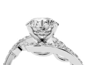 Round Bypass Pavé Engagement Ring Setting | Marquise Accents | White Gold