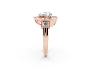 Heart Cut Diamond Milgrain Halo Ring Set in Rose gold with Split Shank