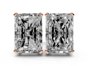 Radiant Cut Diamond Solitaire Stud Earrings Set in Rose gold with Basket Setting