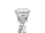Princess Cut Diamond Twist Band Solitaire Set in White gold with Pavé Accents and Prong Setting