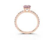 Oval Pave Engagement Ring Setting for a Fancy Pink Lab-Grown Diamond | Shared Prong Band | Rose Gold
