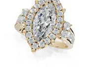 Marquise Halo Side Cluster Engagement Ring Setting | Graduated Channel Band | Yellow Gold