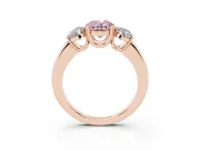 Oval Three Stone Engagement Ring Setting for a Fancy Pink Lab-Grown Diamond | Double Claw Head | Rose Gold