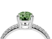 Pear-Shaped Three Row Pave Engagement Ring Setting for a Fancy Green Lab-Grown Diamond | Double Claws | Sterling Silver