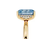 Emerald Cut Hidden Halo Engagement Ring Setting for a Fancy Blue Lab-Grown Diamond | Plain Band | Yellow Gold