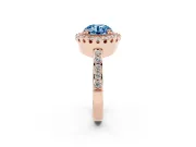 Round Vintage Milgrain Halo Engagement Ring Setting for a Fancy Blue Lab-Grown Diamond | Pierced Gallery | Rose Gold