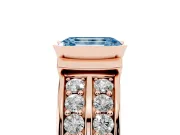 Emerald Cut Half Bezel Engagement Ring Setting for a Fancy Blue Lab-Grown Diamond | Double Row Channel Band | Rose Gold