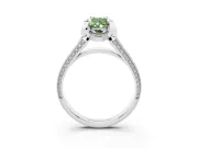 Fancy Green Pear Cut Diamond Pavé Split Shank Solitaire Ring Set in Silver with Prong Setting