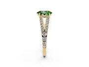 Oval Graduated Split Shank Engagement Ring Setting for a Fancy Green Lab-Grown Diamond | Yellow Gold