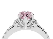 Marquise Side Stone Engagement Ring Setting for a Fancy Pink Lab-Grown Diamond | Pave Band | Sterling Silver