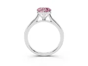 Fancy Pink Heart Cut Diamond Solitaire Ring Set in White gold with Cathedral Band and Prong Setting