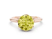 Fancy Yellow Round Cut Diamond Solitaire Cathedral Ring Set in Rose gold with Prong Setting